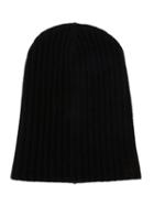 The Elder Statesman Cashmere Ribbed Beanie Hat, Men's, Black, Cashmere