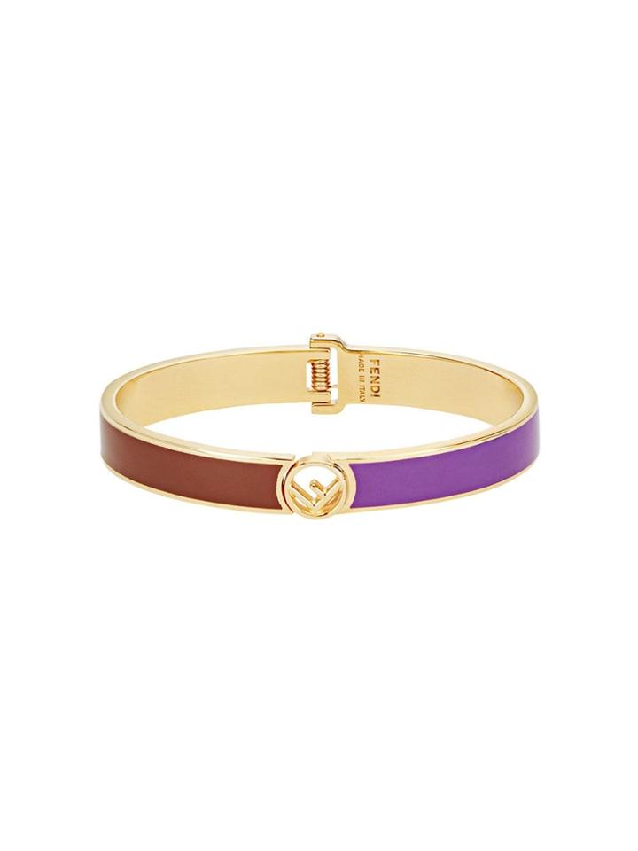 Fendi F Is Fendi Logo Bangle - F18a7-soft Gold +walnut +p
