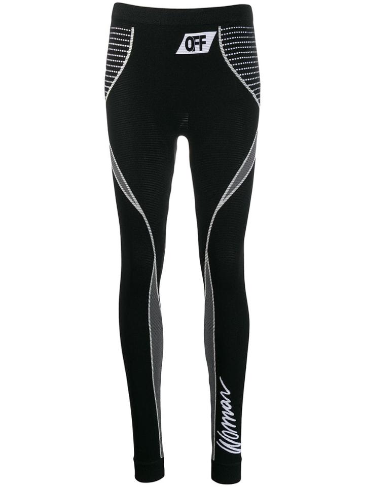 Off-white Contrast Detail Performance Leggings - Black