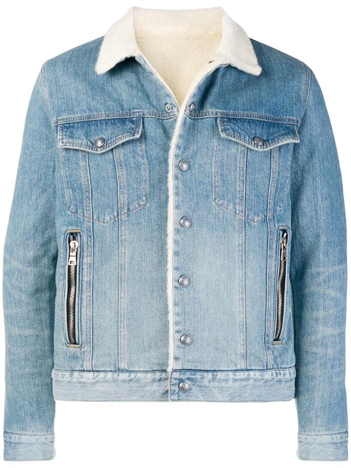 Balmain Shearling Denim Jacket - Blue