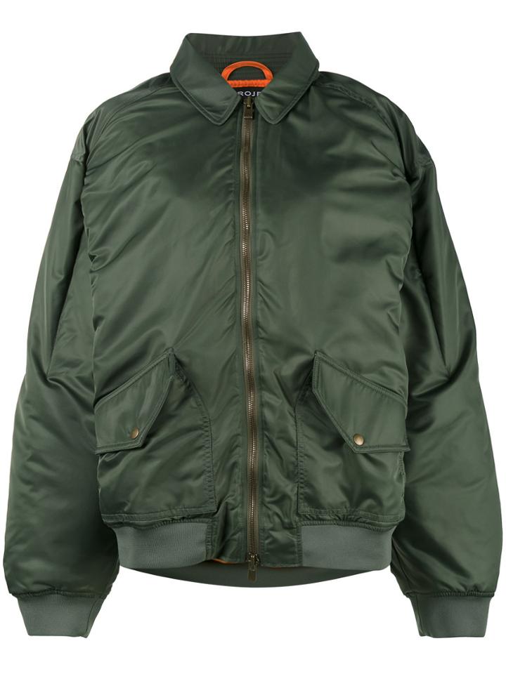 Y / Project Oversized Adjustable Shoulders Bomber Jacket - Green