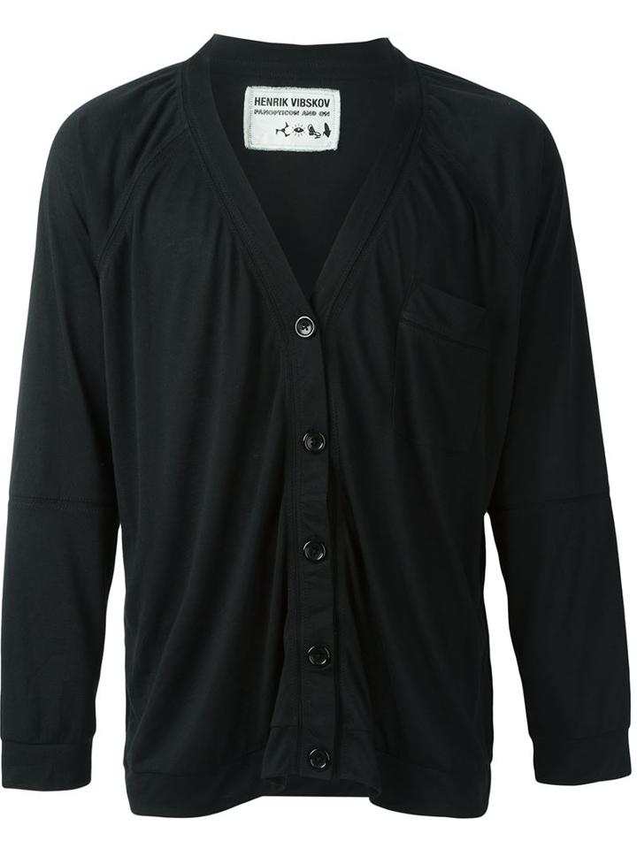 Henrik Vibskov Relaxed Fit Button Down 'river' Cardigan, Men's, Size: Large, Black, Tencel/rayon