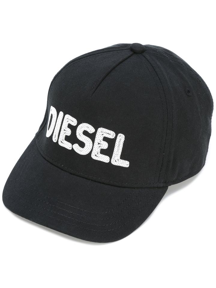 Diesel Kids - Logo Embroidered Cap - Kids - Cotton - 46 Cm, Black