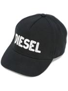 Diesel Kids - Logo Embroidered Cap - Kids - Cotton - 46 Cm, Black