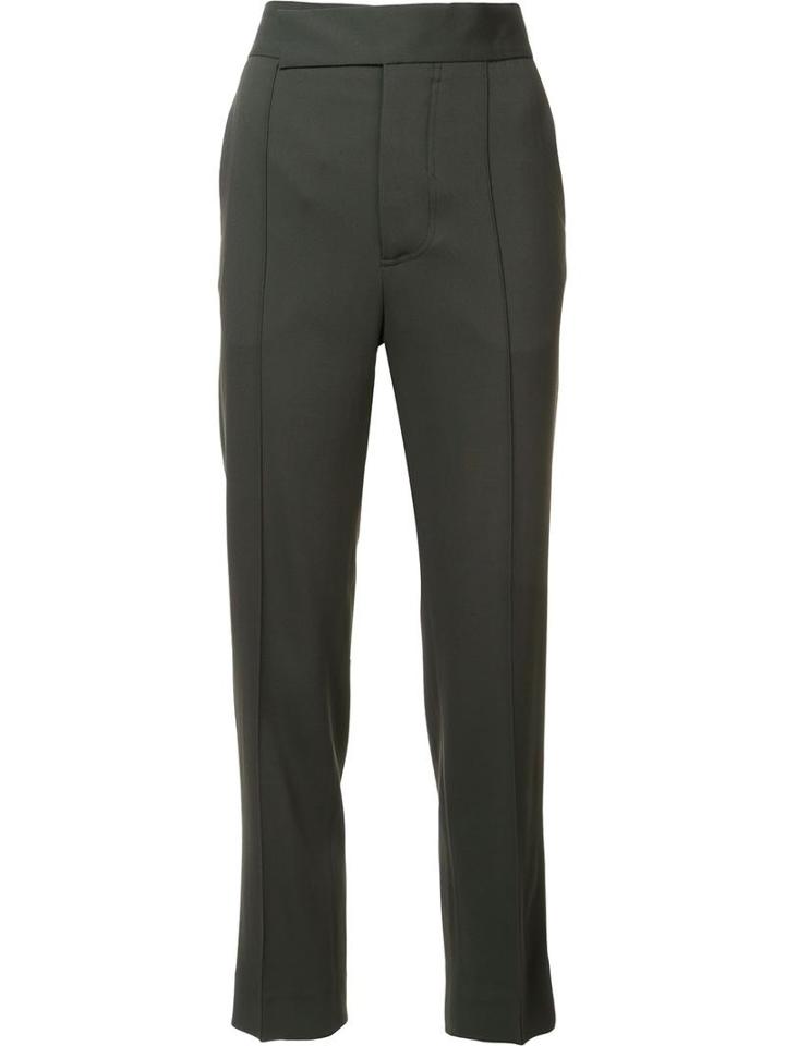 Marni Raised Seam Straight Leg Trousers, Women's, Size: 38, Green, Viscose/acetate/spandex/elastane