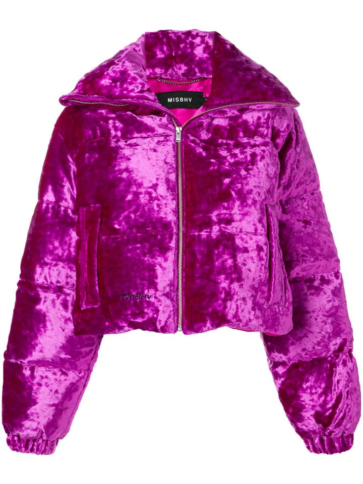 Misbhv Velour Puffer Jacket - Pink & Purple