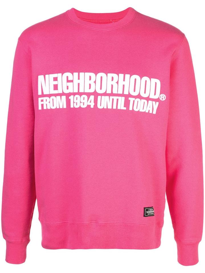 Neighborhood Logo Print Sweatshirt - Pink