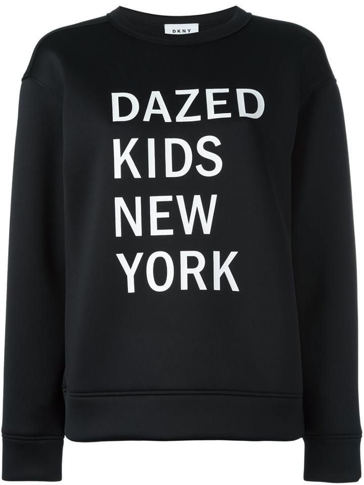 Dkny Graphic Print Sweatshirt, Women's, Size: Medium, Black, Polyester/spandex/elastane/viscose