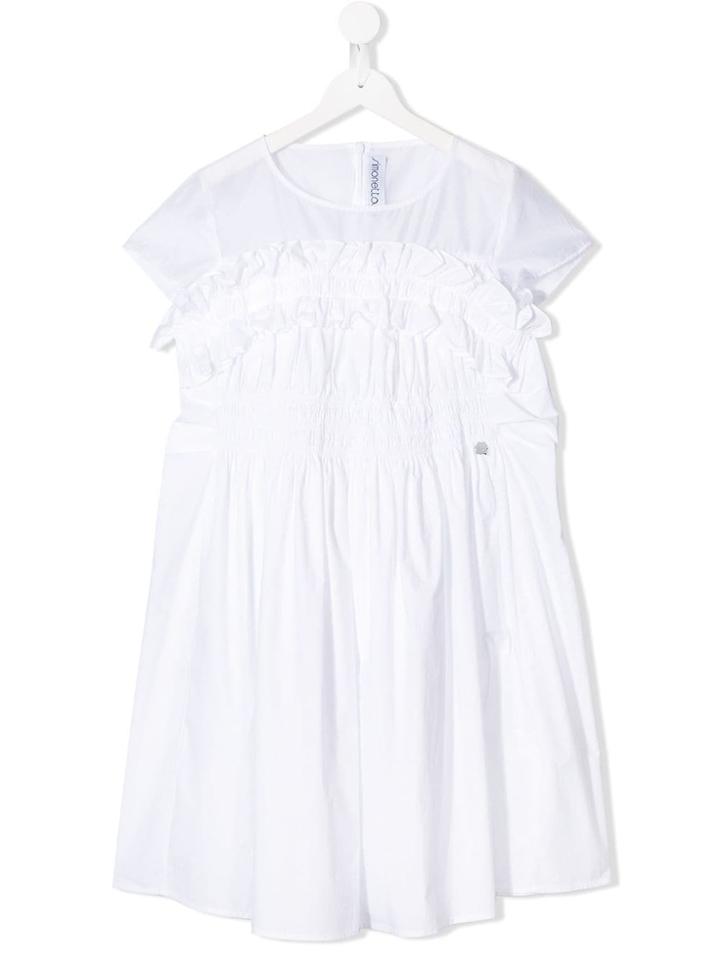 Simonetta Teen Short-sleeve Ruffled Dress - White