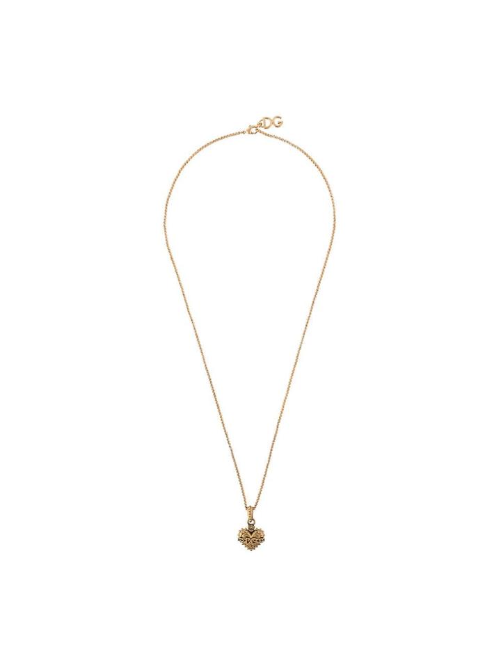 Dolce & Gabbana Logo Heart Necklace - Metallic