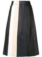 Stand Paneled Lambskin Skirt - Black