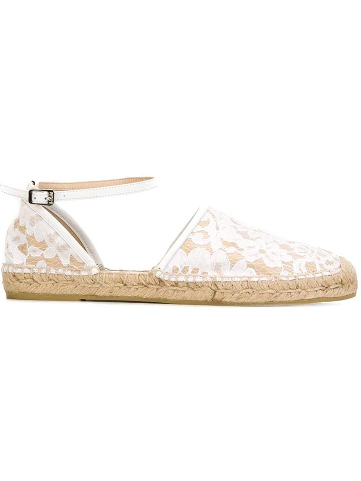 No21 Lace Buckled Espadrilles, Women's, Size: 37, White, Cotton/leather/rubber