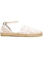 No21 Lace Buckled Espadrilles, Women's, Size: 37, White, Cotton/leather/rubber