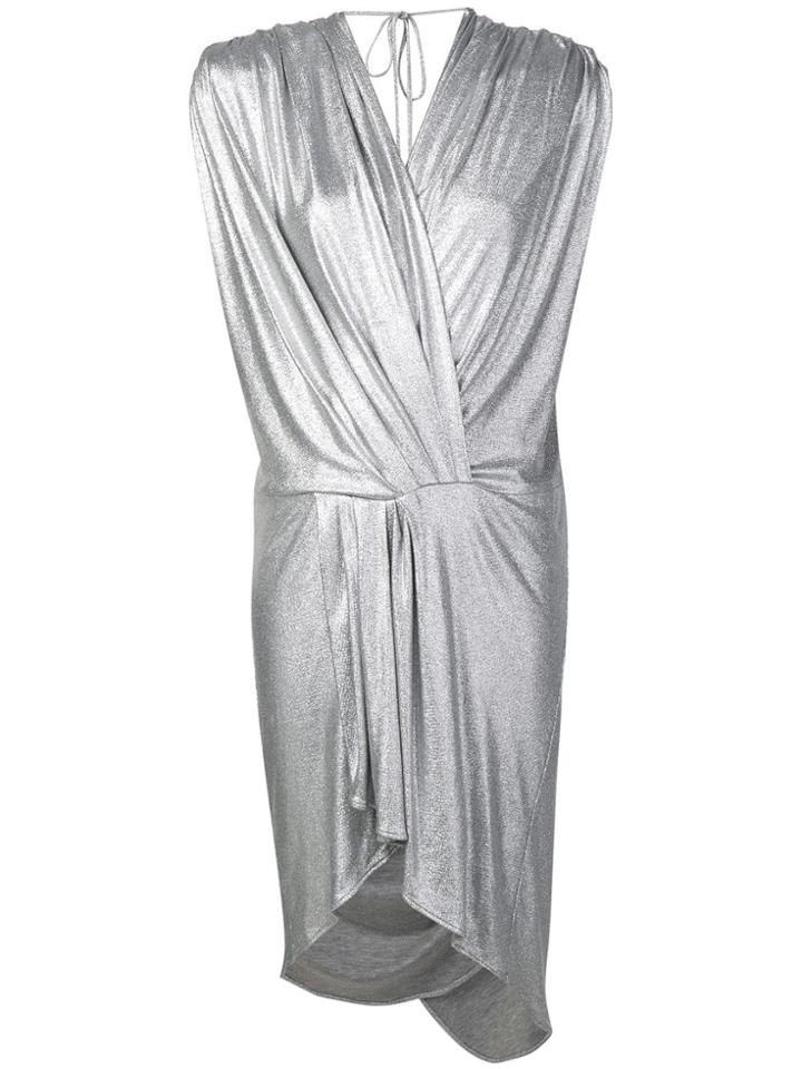 Circus Hotel Ruched Short Dress - Silver