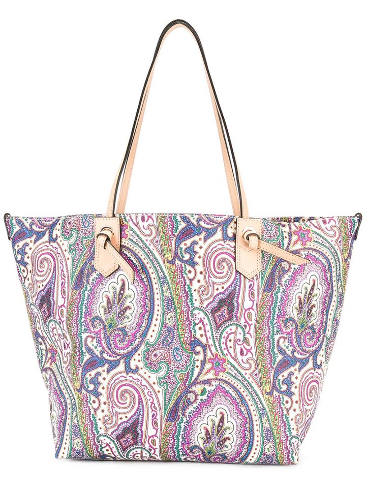 Etro Paisley Print Tote, Women's, Calf Leather/pvc/polyester/cotton