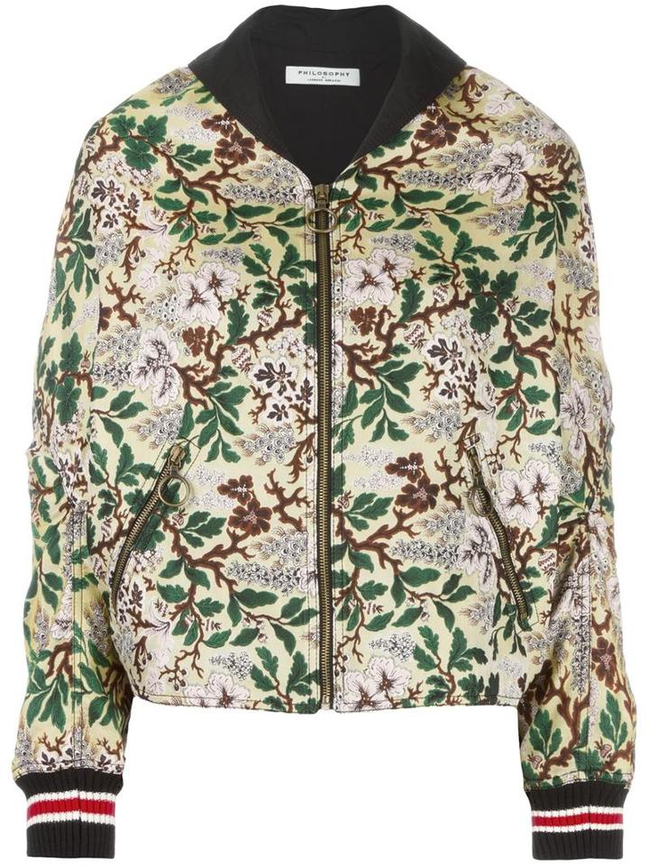Philosophy Di Lorenzo Serafini Jacquard Effect Oversized Jacket, Women's, Size: 40, Green, Polyester