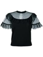 Red Valentino Lace Round Neck Top, Women's, Size: Xs, Black, Polyamide/viscose