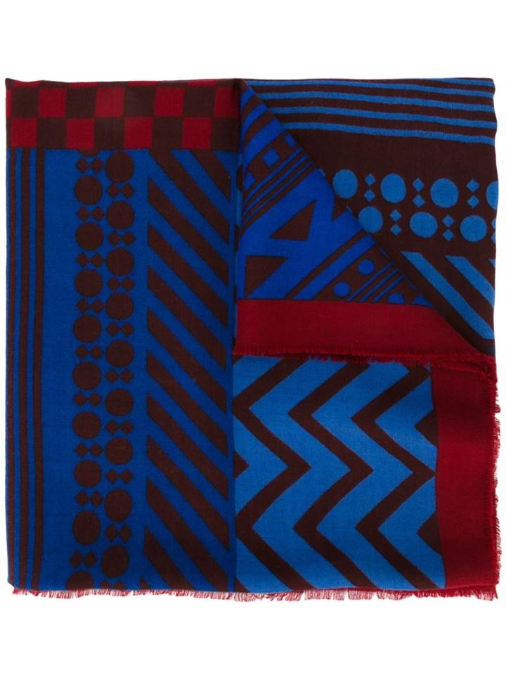 Christian Dior Vintage Geometric Print Scarf, Women's, Blue