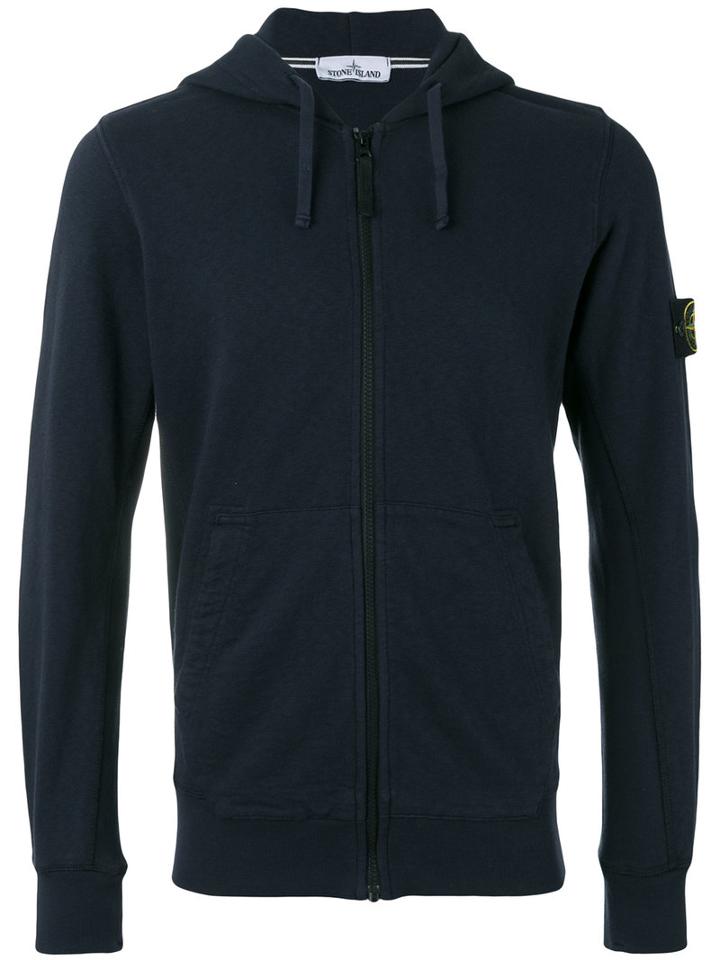 Stone Island Zip Hoodie, Men's, Size: Large, Blue, Cotton