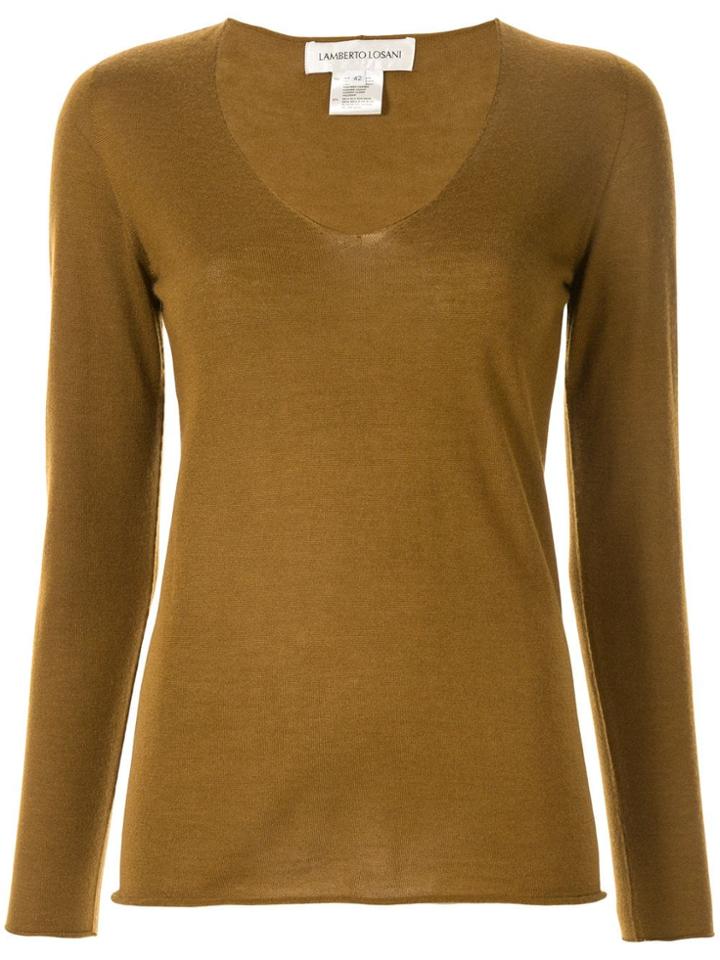 Lamberto Losani Long-sleeve Fitted Sweater - Brown