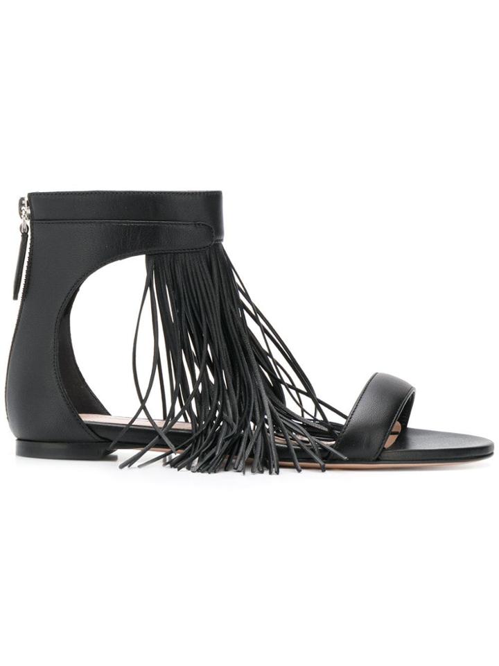 Alexander Mcqueen Fringed Flat Sandals - Black