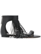 Alexander Mcqueen Fringed Flat Sandals - Black
