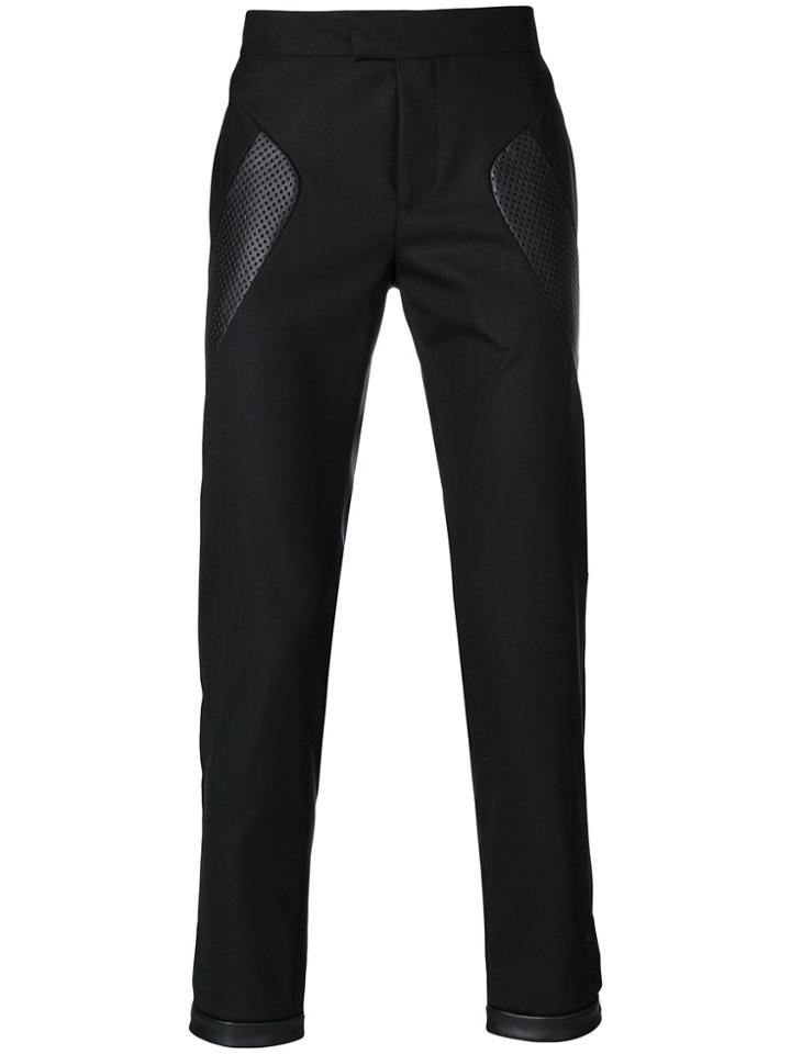 Les Hommes Contrast-panel Fitted Trousers - Black