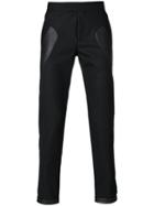 Les Hommes Contrast-panel Fitted Trousers - Black