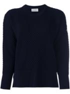 Moncler Quilted Knit Sweater, Women's, Size: Medium, Blue, Polyamide/polyester/viscose/virgin Wool