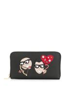 Dolce & Gabbana Zip Around Wallet With Designers' Patches - Black