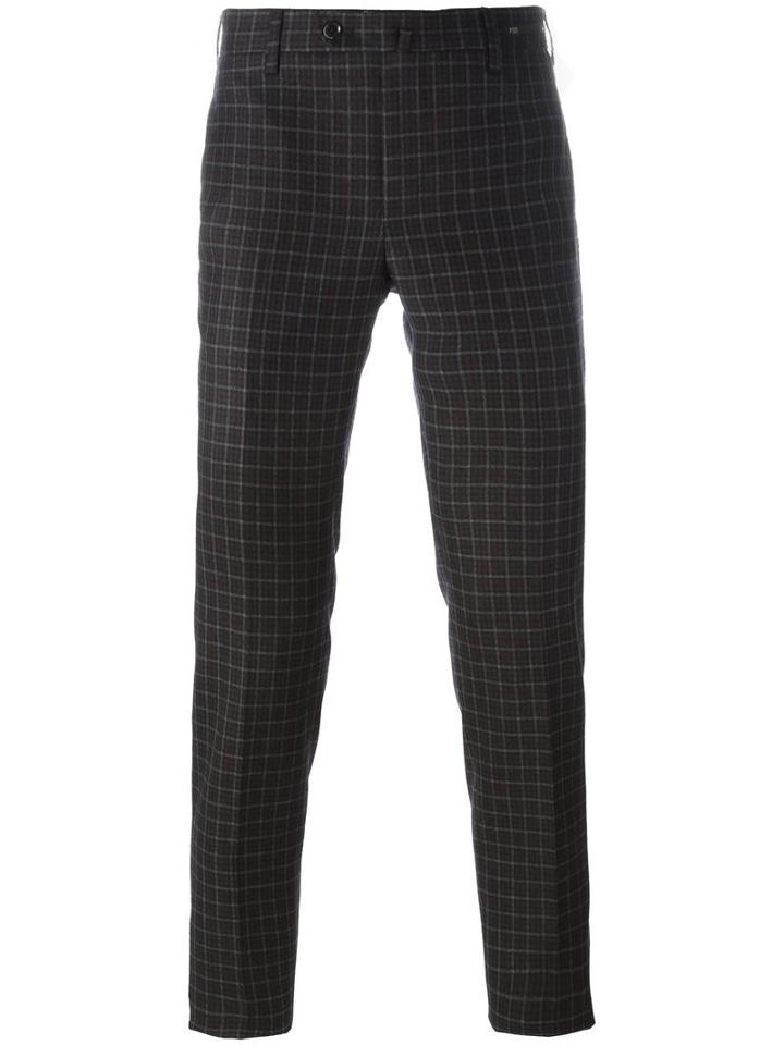 Pt01 Checked Skinny Fit Trousers, Men's, Size: 48, Brown, Virgin Wool/spandex/elastane