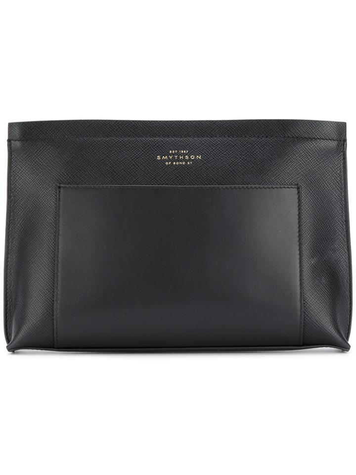 Smythson Embossed Logo Wash Bag - Black
