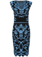 Versace Intarsia Baroque Dress - Blue