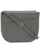 Valextra Asymmetric Closure Crossbody Bag, Grey, Leather
