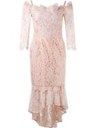 Martha Medeiros - Midi Lace Dress - Women - Silk/cotton - 40, Pink/purple, Silk/cotton