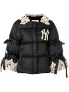 Gucci Floral Lace Ny Puffer Jacket - Black