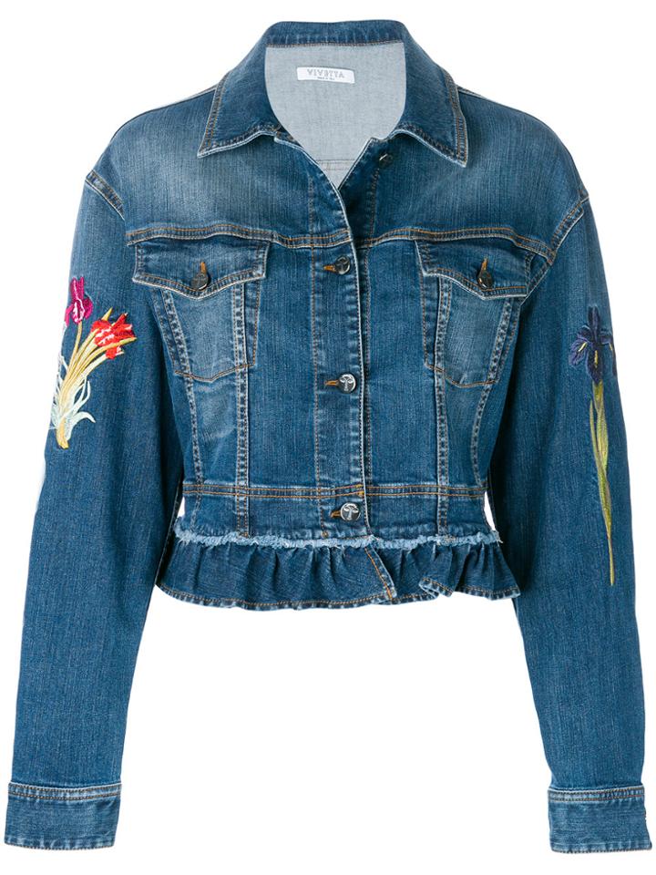 Vivetta Floral Embroidered Denim Jacket - Blue