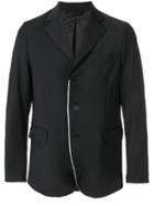 Maison Flaneur Frayed Contrast Trim Blazer - Black