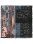 Salvatore Ferragamo Printed Scarf, Women's, Black, Silk/cashmere
