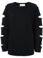 8pm Slit Detailing Sweatshirt, Women's, Size: Small, Black, Cotton