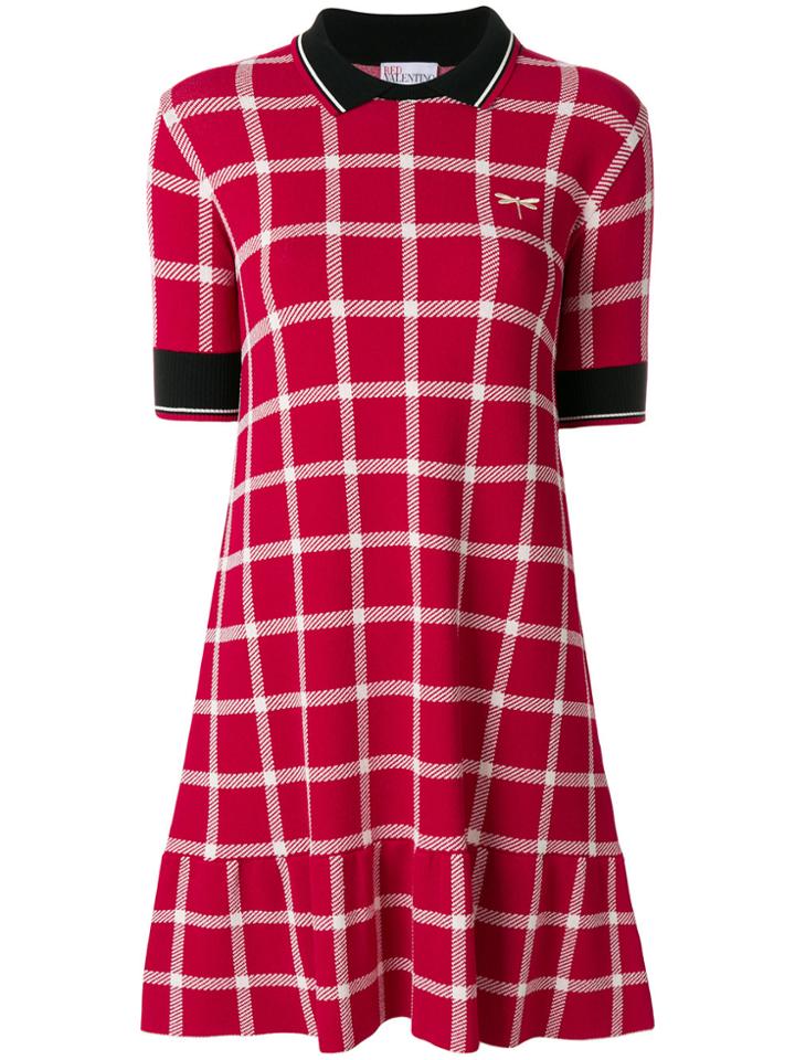 Red Valentino Check Knitted Polo Dress