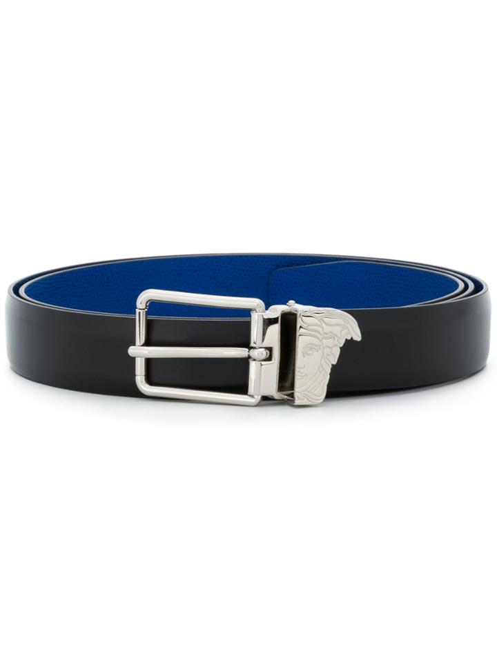 Versace Collection Half Medusa Buckle Belt - Black