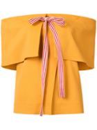 Rosie Assoulin Ribbon Off-shoulder Top, Women's, Size: Xs, Yellow/orange, Linen/flax/spandex/elastane/viscose