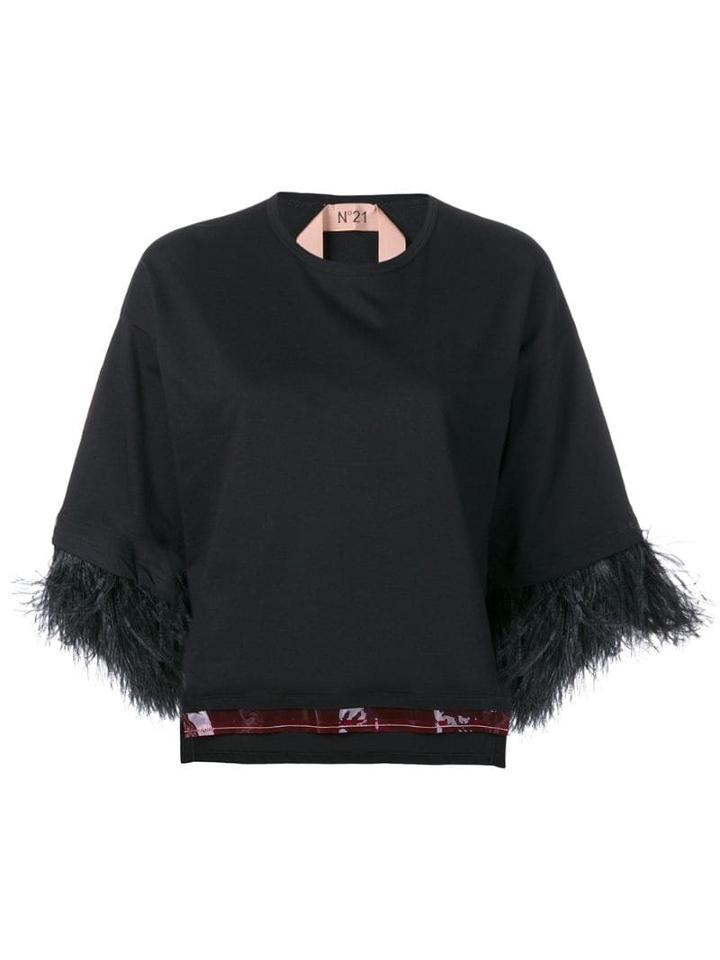 Nº21 Feathered Cuff T-shirt - Black