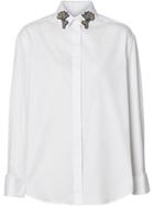 Burberry Floral Embroidered Collar Shirt - White