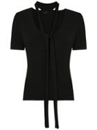 Talie Nk Neck Tie Blouse, Women's, Size: P, Black, Polyamide/viscose/cashmere