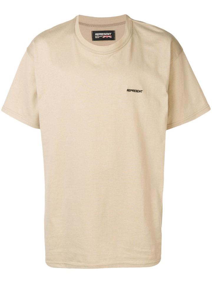 Represent Logo Embroidered T-shirt - Neutrals