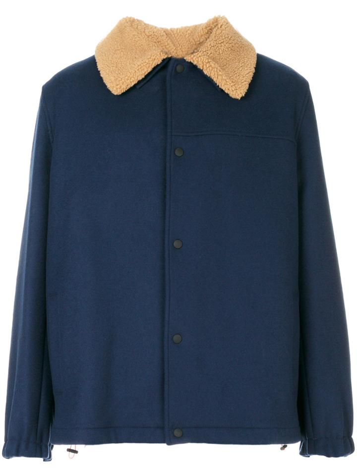 Msgm Collar Coat - Blue