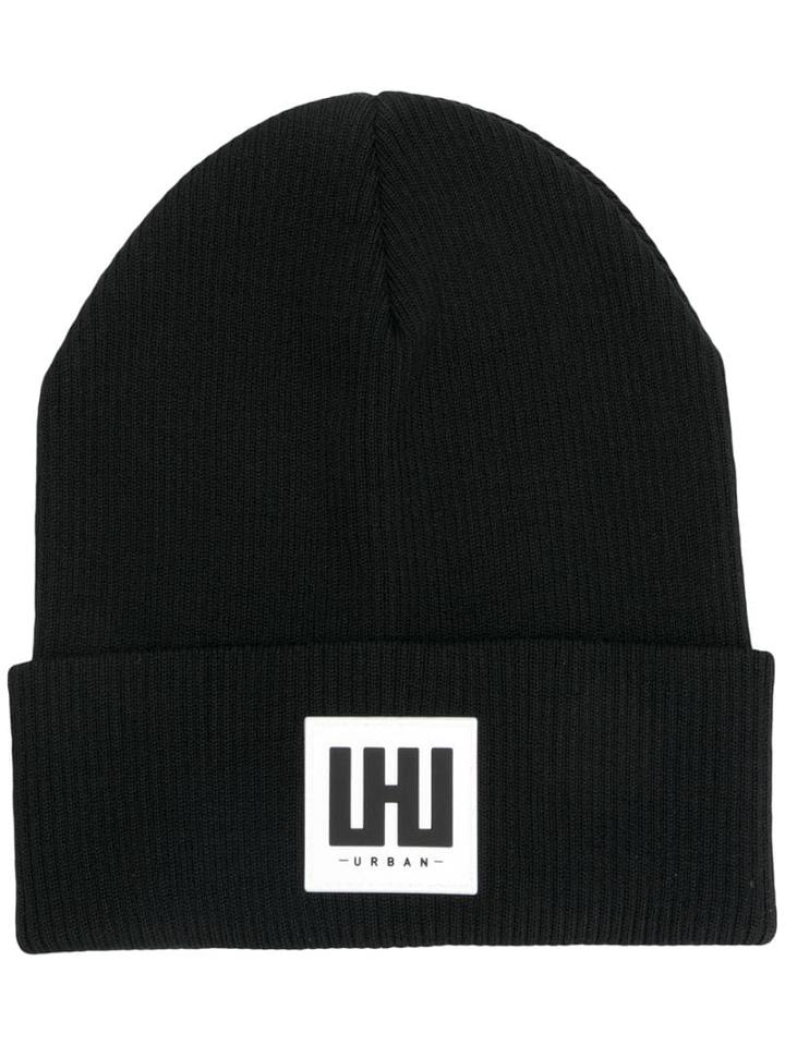 Les Hommes Logo Knitted Hat - Black