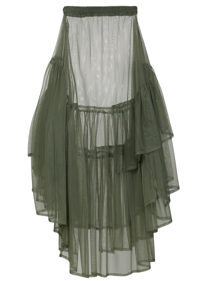 Barbara Bologna Tulle Detail Asymmetric Skirt - Green
